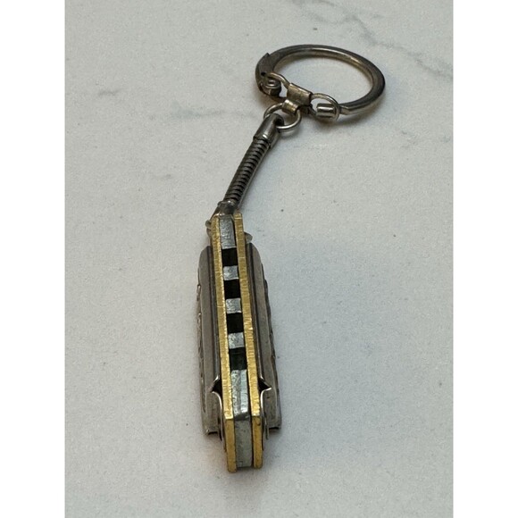 VTG Mini Harmonica Keychain - 1.5" Metal Musical Instrument Trinket Hobby GUC - Picture 4 of 5